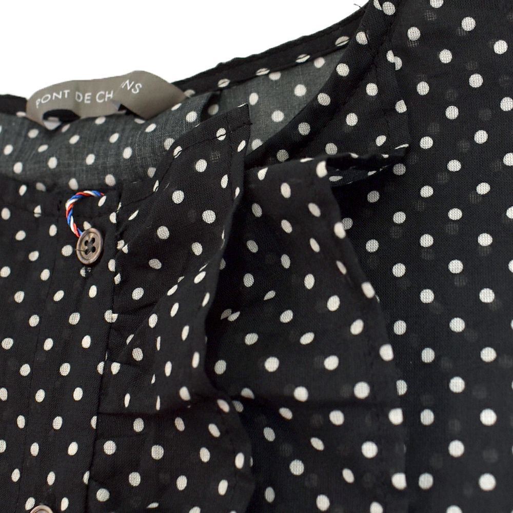 ポンデシャロン (PONT DE CHALONS) ドットptアシメフリルブラウス ドット柄シャツ 22551011