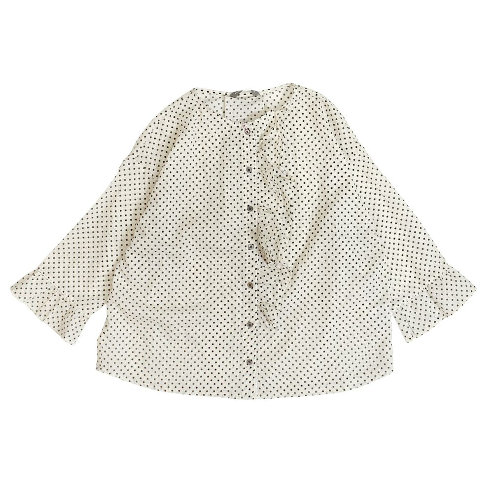 ポンデシャロン (PONT DE CHALONS) ドットptアシメフリルブラウス ドット柄シャツ 22551011 11.エクリュ