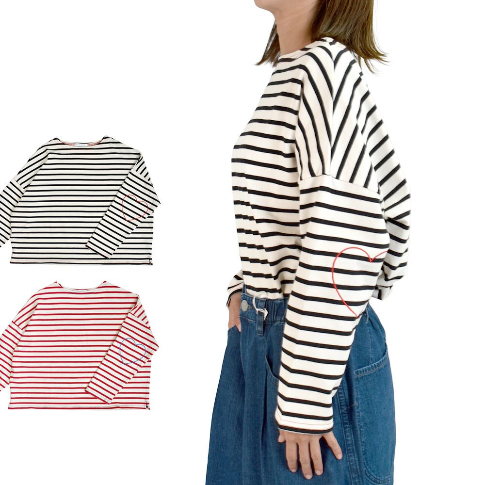 ポンデシャロン (PONT DE CHALONS) ハートパッチボーダーT ワイドTシャツ 22480512