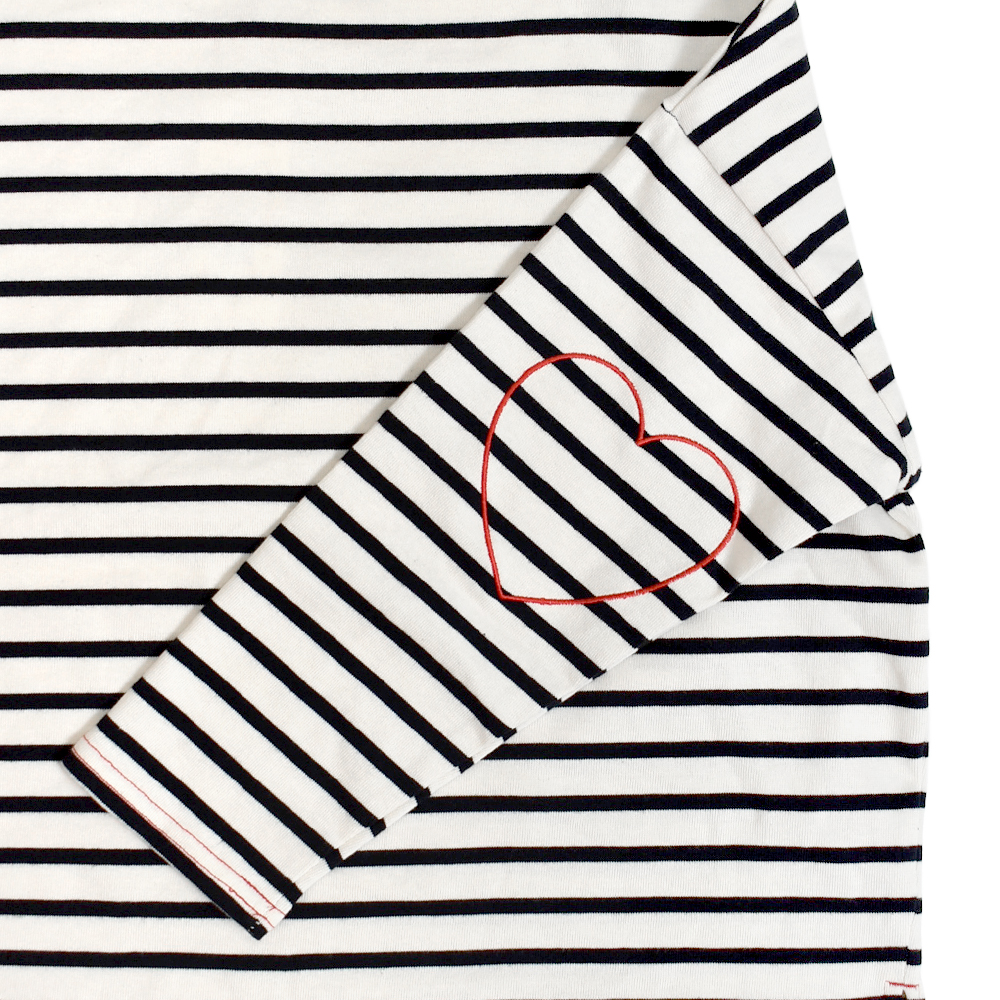 ポンデシャロン (PONT DE CHALONS) ハートパッチボーダーT ワイドTシャツ 22480512