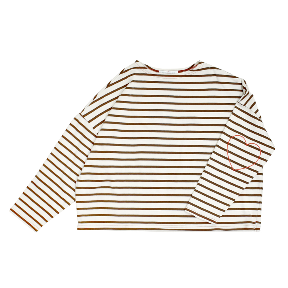 ポンデシャロン (PONT DE CHALONS) ハートパッチボーダーT ワイドTシャツ 22480512
