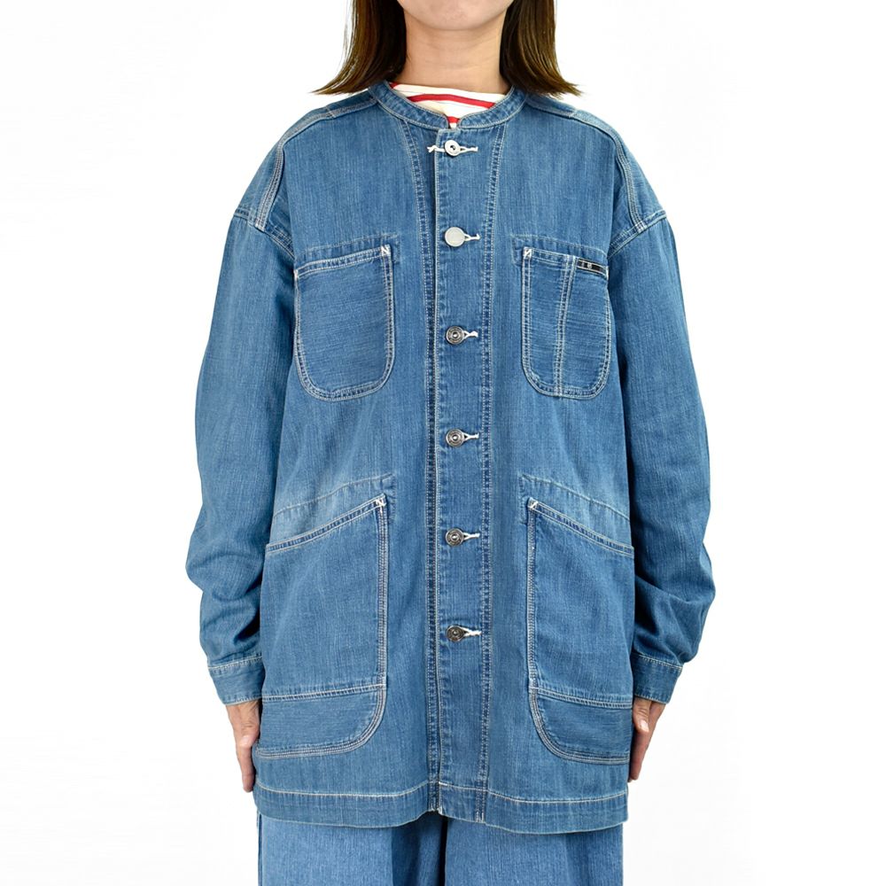 カフェッティ (Cafetty) ロングカバーオール デニムジャケット ノーカラージャケット CF-7194