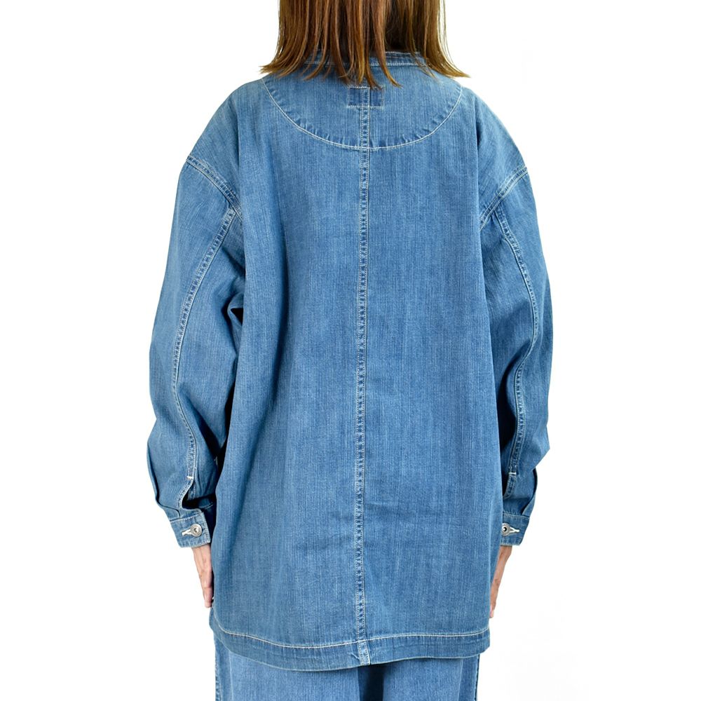 カフェッティ (Cafetty) ロングカバーオール デニムジャケット ノーカラージャケット CF-7194