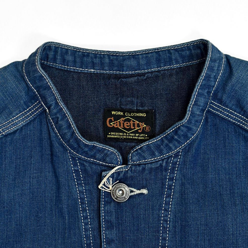 カフェッティ (Cafetty) ロングカバーオール デニムジャケット ノーカラージャケット CF-7194