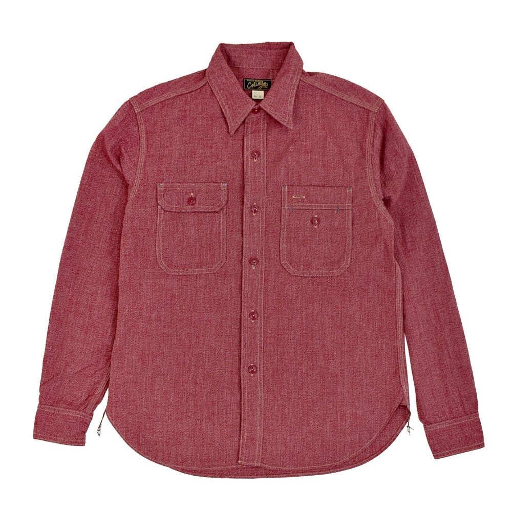 コリンボ (COLIMBO) BUTTE WORK SHIRT "HEATHER CHAMBRAY" ビュート ワークシャツ 長袖シャンブレーシャツ 杢シャン ZA-0309 02.Red