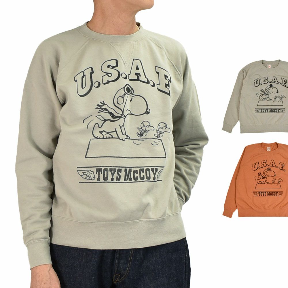 トイズマッコイ (TOYS McCOY) GARMENT DYING SWEAT SHIRT SNOOPY -U.S.A.F. FLYING ACE- 長袖プリントスウェットシャツ スヌーピー TMC2550