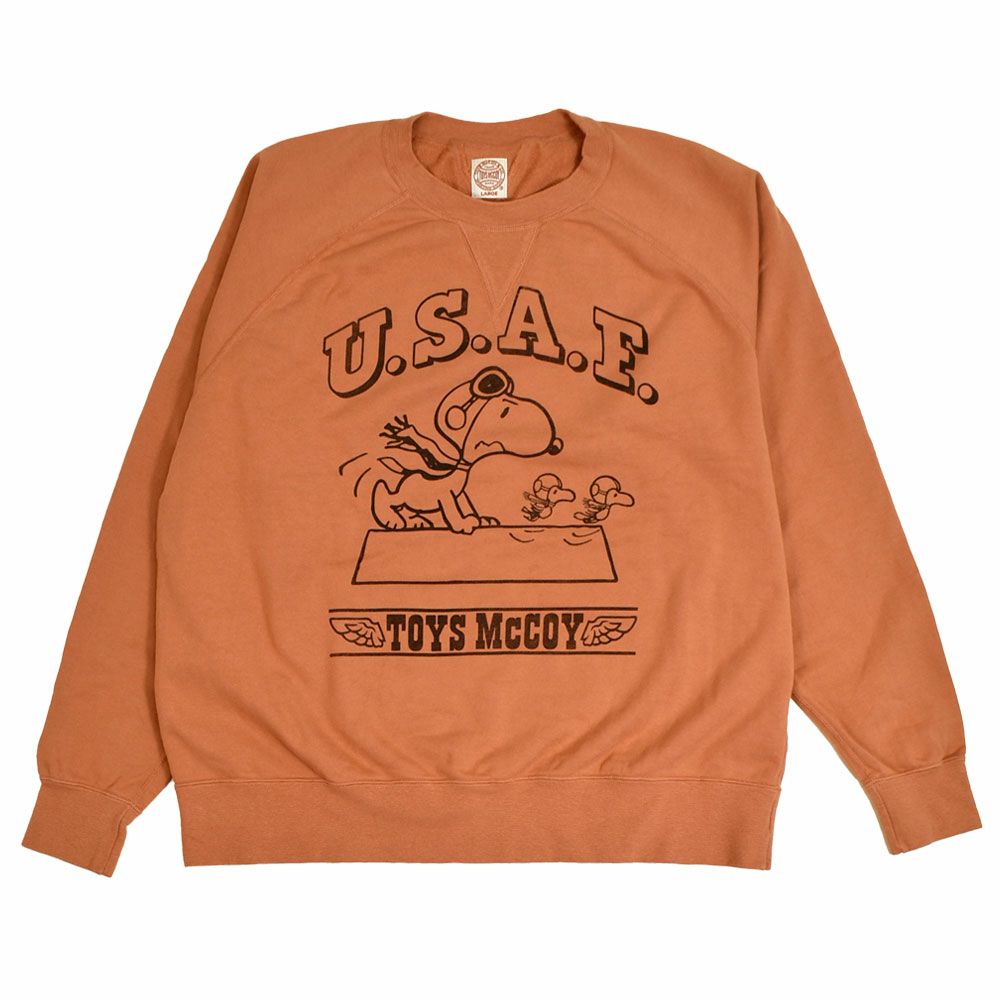 トイズマッコイ (TOYS McCOY) GARMENT DYING SWEAT SHIRT SNOOPY -U.S.A.F. FLYING ACE- 長袖プリントスウェットシャツ スヌーピー TMC2550 091.CARROT