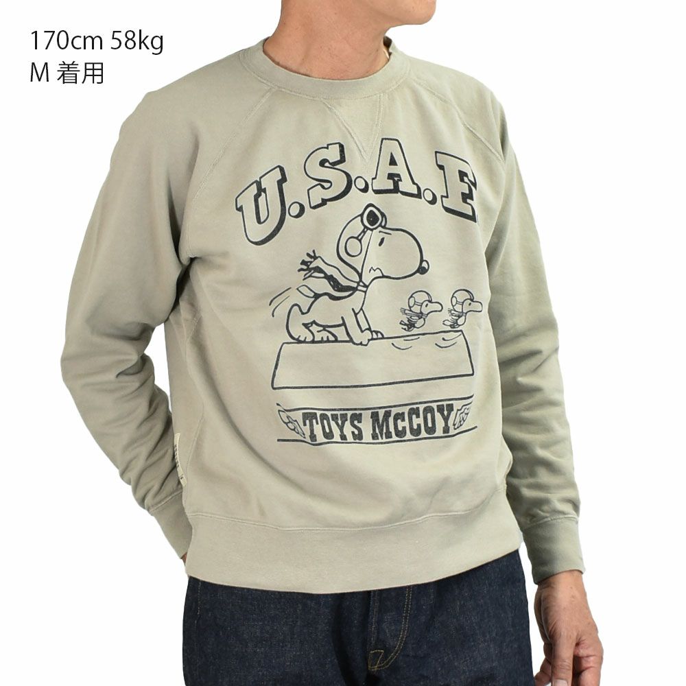 トイズマッコイ (TOYS McCOY) GARMENT DYING SWEAT SHIRT SNOOPY -U.S.A.F. FLYING ACE- 長袖プリントスウェットシャツ スヌーピー TMC2550 041.SAND