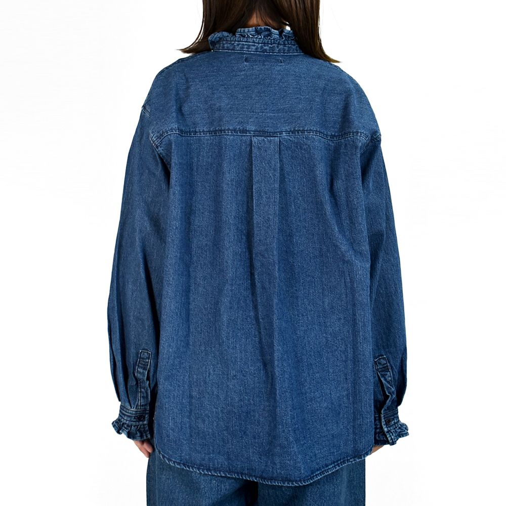 ケレン (KELEN) -SYNTH- FRILL DESIGN DENIM SHIRT 長袖フリルシャンブレーシャツ デニムシャツ LKL25FBL2253