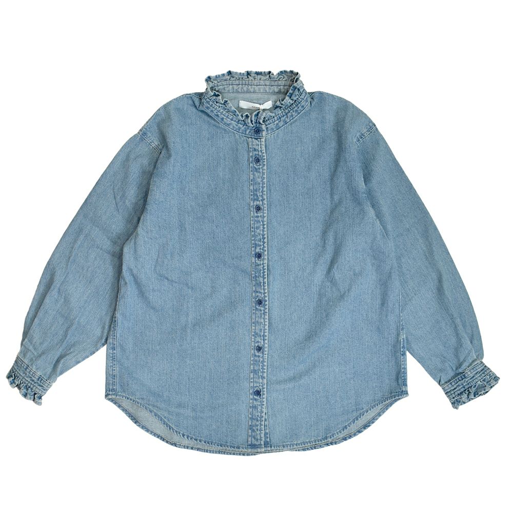 ケレン (KELEN) -SYNTH- FRILL DESIGN DENIM SHIRT 長袖フリルシャンブレーシャツ デニムシャツ LKL25FBL2253 LTINDIGO