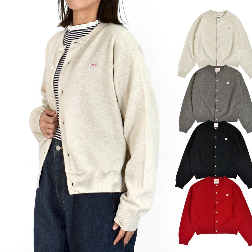 ダントン (DANTON) WOMEN'S LAMBSWOOL CREW NECK KNIT CARDIGAN 長袖ニットカーディガン DT-D0031LMW