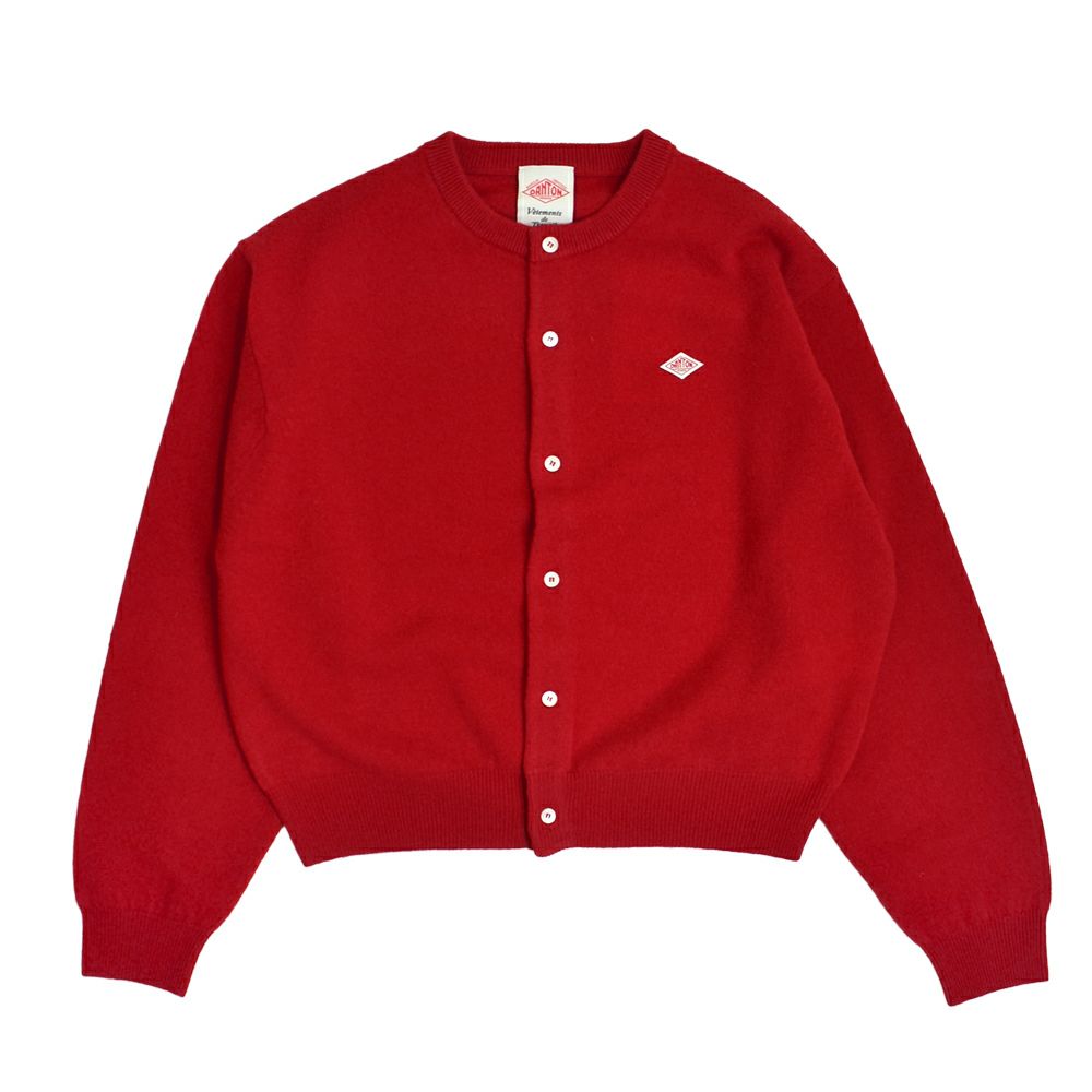 ダントン (DANTON) WOMEN'S LAMBSWOOL CREW NECK KNIT CARDIGAN 長袖ニットカーディガン DT-D0031LMW RED