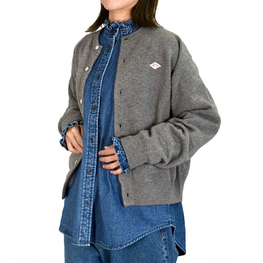 ダントン (DANTON) WOMEN'S LAMBSWOOL CREW NECK KNIT CARDIGAN 長袖ニットカーディガン DT-D0031LMW