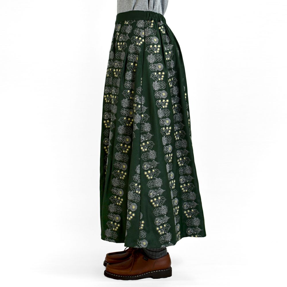 マーブルシュッド (marble SUD) flower language タックスカート 刺繍スカート 07FF073023