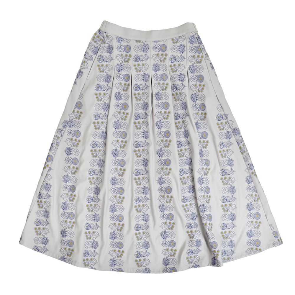 マーブルシュッド (marble SUD) flower language タックスカート 刺繍スカート 07FF073023 6.L.GRY