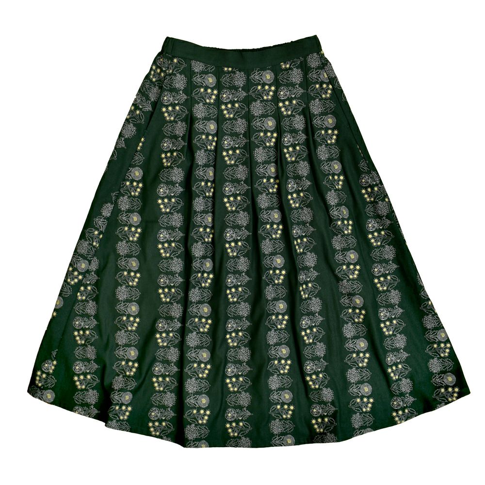 マーブルシュッド (marble SUD) flower language タックスカート 刺繍スカート 07FF073023 60.GRN