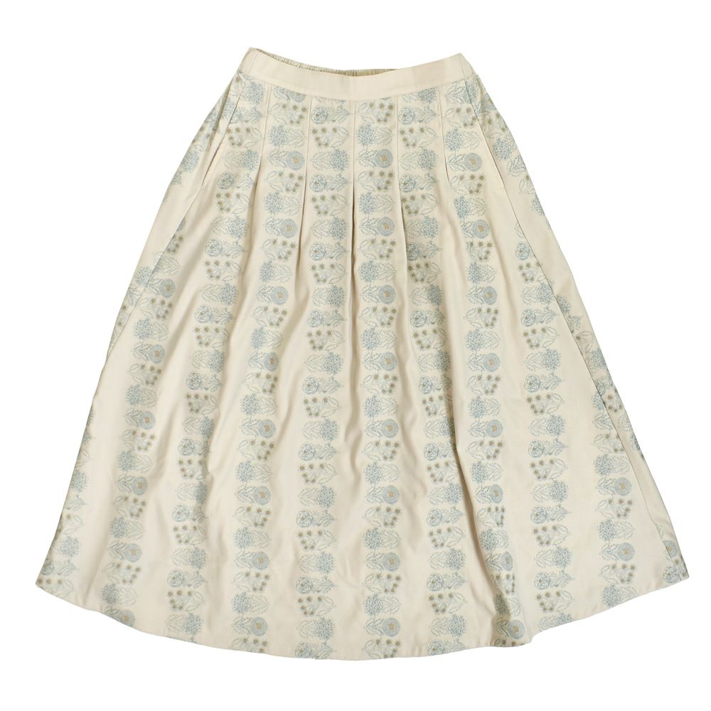 マーブルシュッド (marble SUD) flower language タックスカート 刺繍スカート 07FF073023 72.IVO