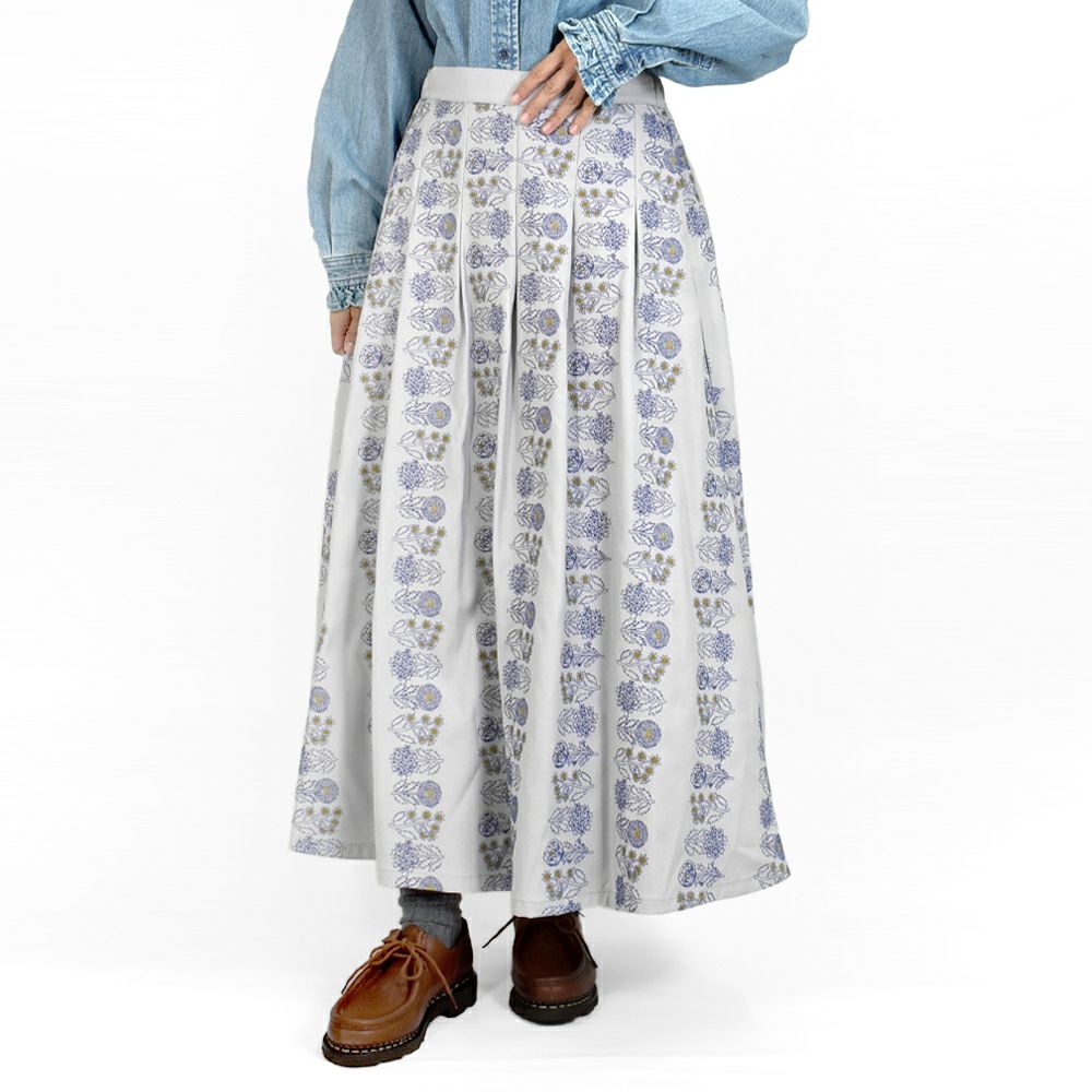 マーブルシュッド (marble SUD) flower language タックスカート 刺繍スカート 07FF073023