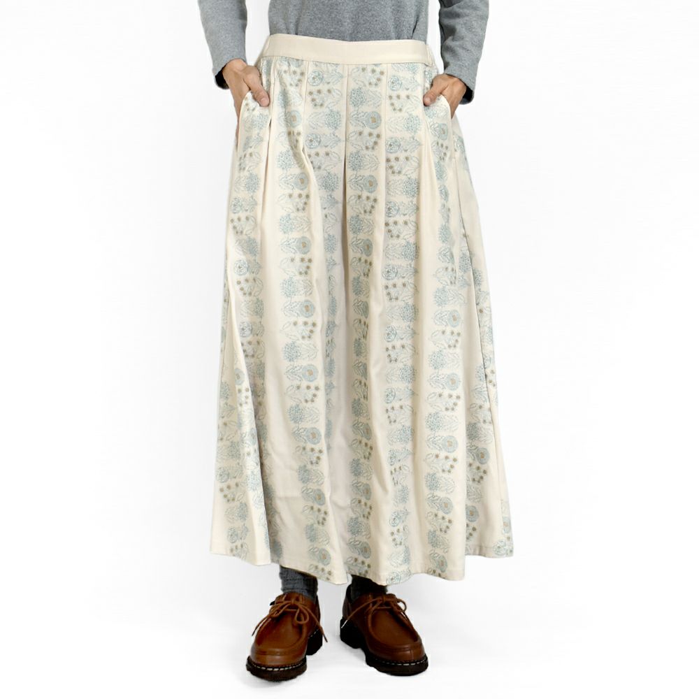 マーブルシュッド (marble SUD) flower language タックスカート 刺繍スカート 07FF073023