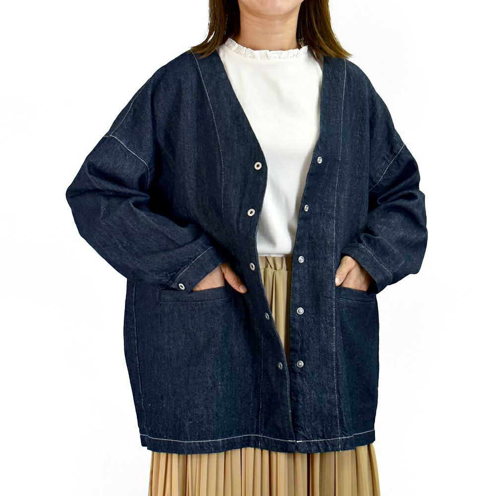 ブリスバンチ (Bliss bunch) ステッチ配色カバーオール デニムジャケット R758-329