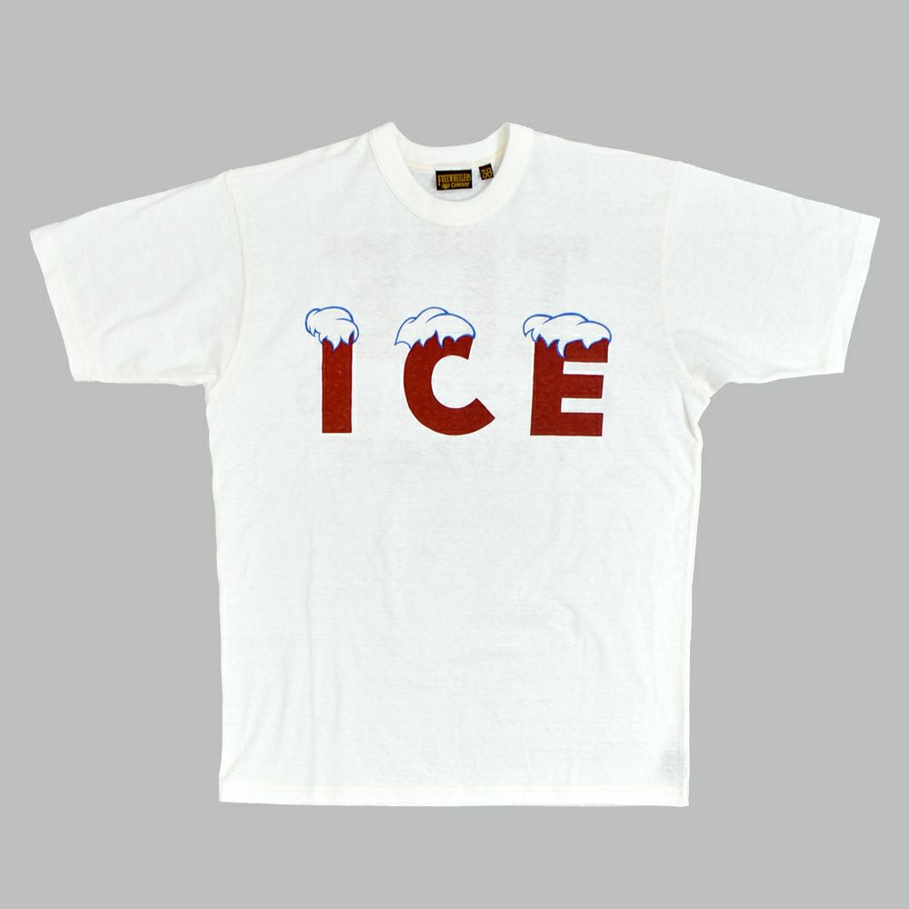 フリーホイーラーズ (FREEWHEELERS) -ICE- FREEWHEELERS WOVEN LAVEL Vintage Style Light Weight Jersey 半袖プリントTシャツ 2535001 SKULL WHITE