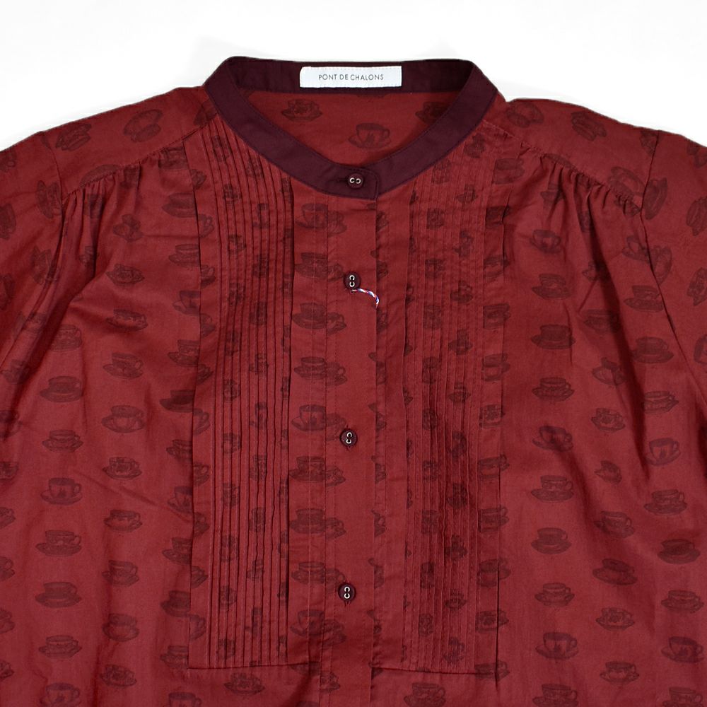 ポンデシャロン (PONT DE CHALONS) ティーカッププリントワンピース (ペチコート付) 前開きノーカラーワンピース 22551528