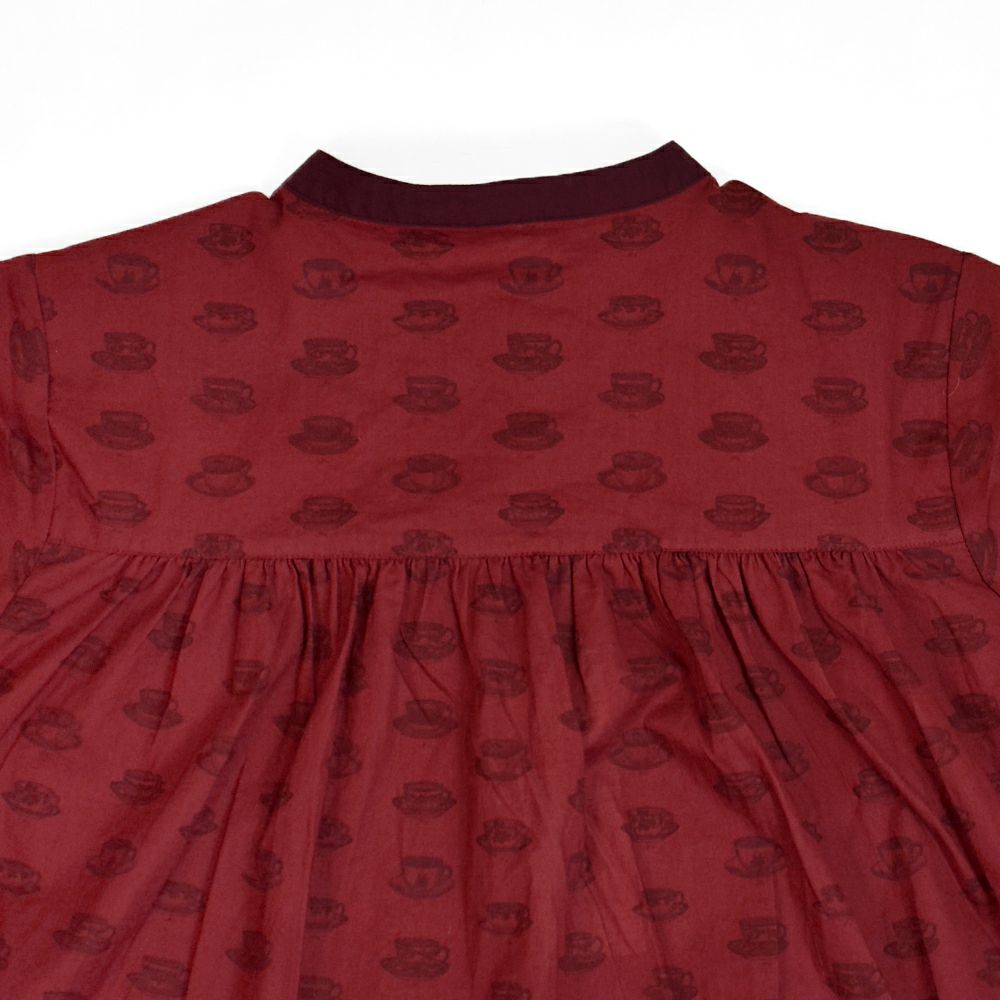 ポンデシャロン (PONT DE CHALONS) ティーカッププリントワンピース (ペチコート付) 前開きノーカラーワンピース 22551528