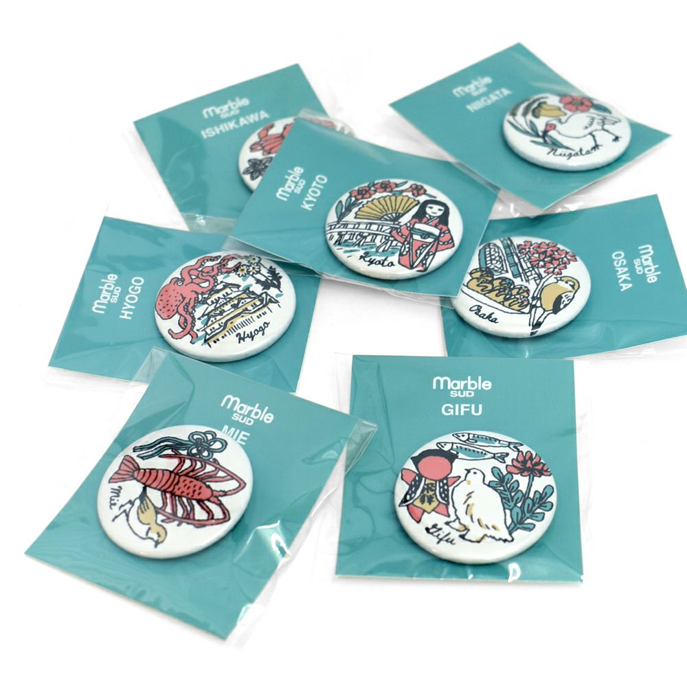 マーブルシュッド (marble SUD) ご当地 バッジ 全国 缶バッジ ご当地バッジ 47都道府県 中部・近畿地方 09EA9990