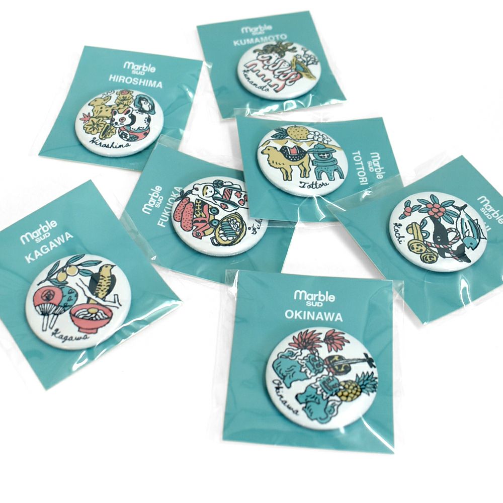 マーブルシュッド (marble SUD) ご当地 バッジ 全国 缶バッジ ご当地バッジ 47都道府県 中国・四国・九州地方 09EA9990