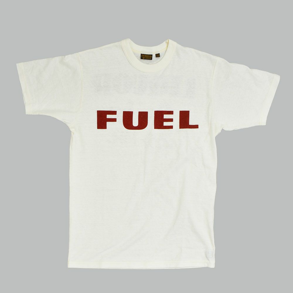 フリーホイーラーズ (FREEWHEELERS) -FUEL- FREEWHEELERS WOVEN LAVEL Vintage Style Light Weight Jersey 半袖プリントTシャツ 2535002 OFF-WHITE