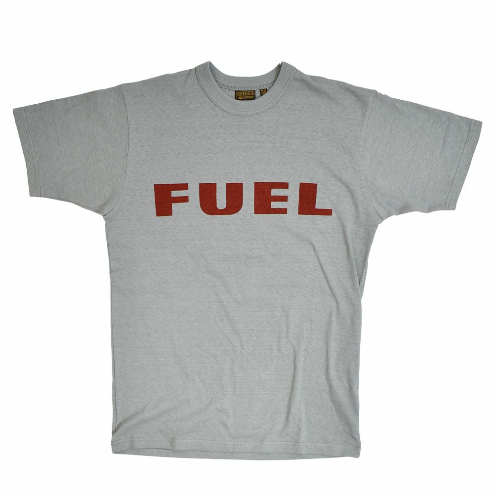 フリーホイーラーズ (FREEWHEELERS) -FUEL- FREEWHEELERS WOVEN LAVEL Vintage Style Light Weight Jersey 半袖プリントTシャツ 2535002 CEMENT GRAY