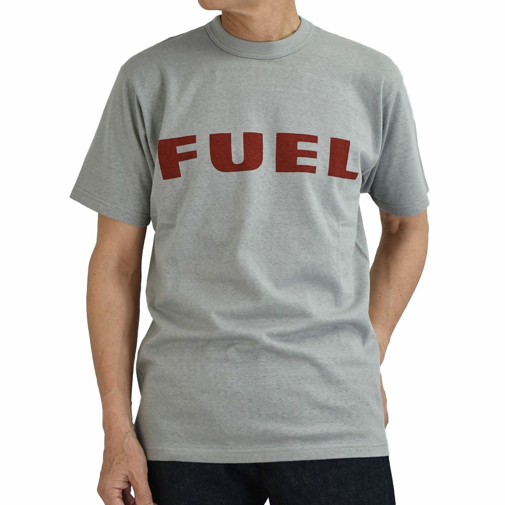 フリーホイーラーズ (FREEWHEELERS) -FUEL- FREEWHEELERS WOVEN LAVEL Vintage Style Light Weight Jersey 半袖プリントTシャツ 2535002 CEMENT GRAY
