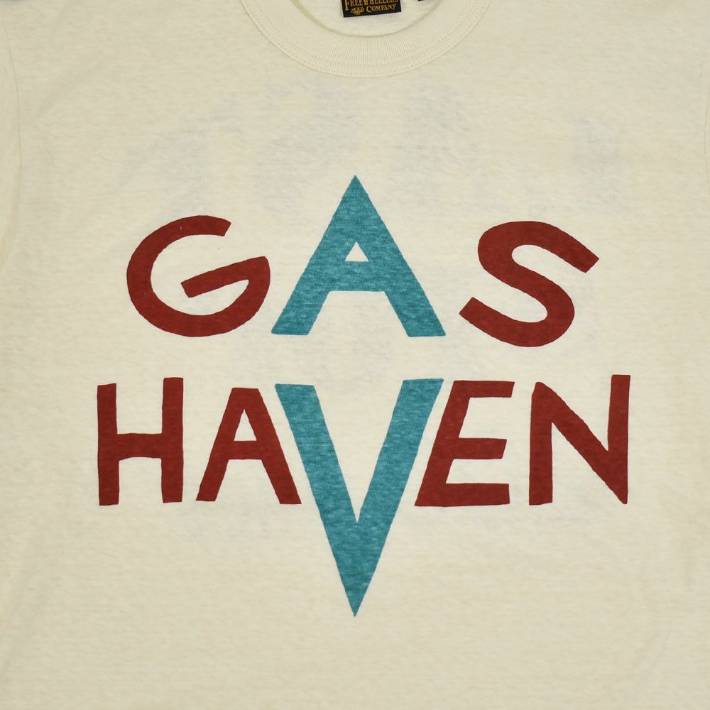 フリーホイーラーズ (FREEWHEELERS) -GAS HAVEN- FREEWHEELERS WOVEN LAVEL Vintage Style Light Weight Jersey 半袖プリントTシャツ 2535003