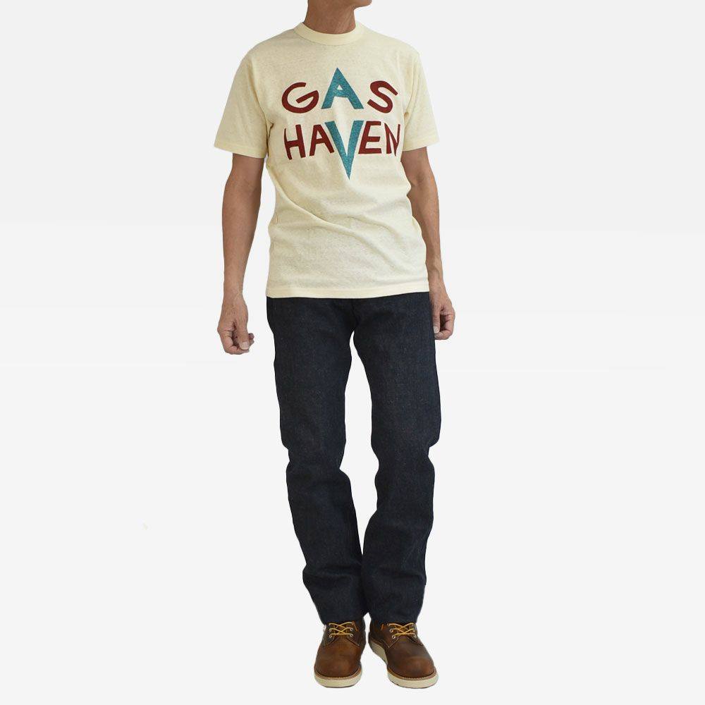 フリーホイーラーズ (FREEWHEELERS) -GAS HAVEN- FREEWHEELERS WOVEN LAVEL Vintage Style Light Weight Jersey 半袖プリントTシャツ 2535003