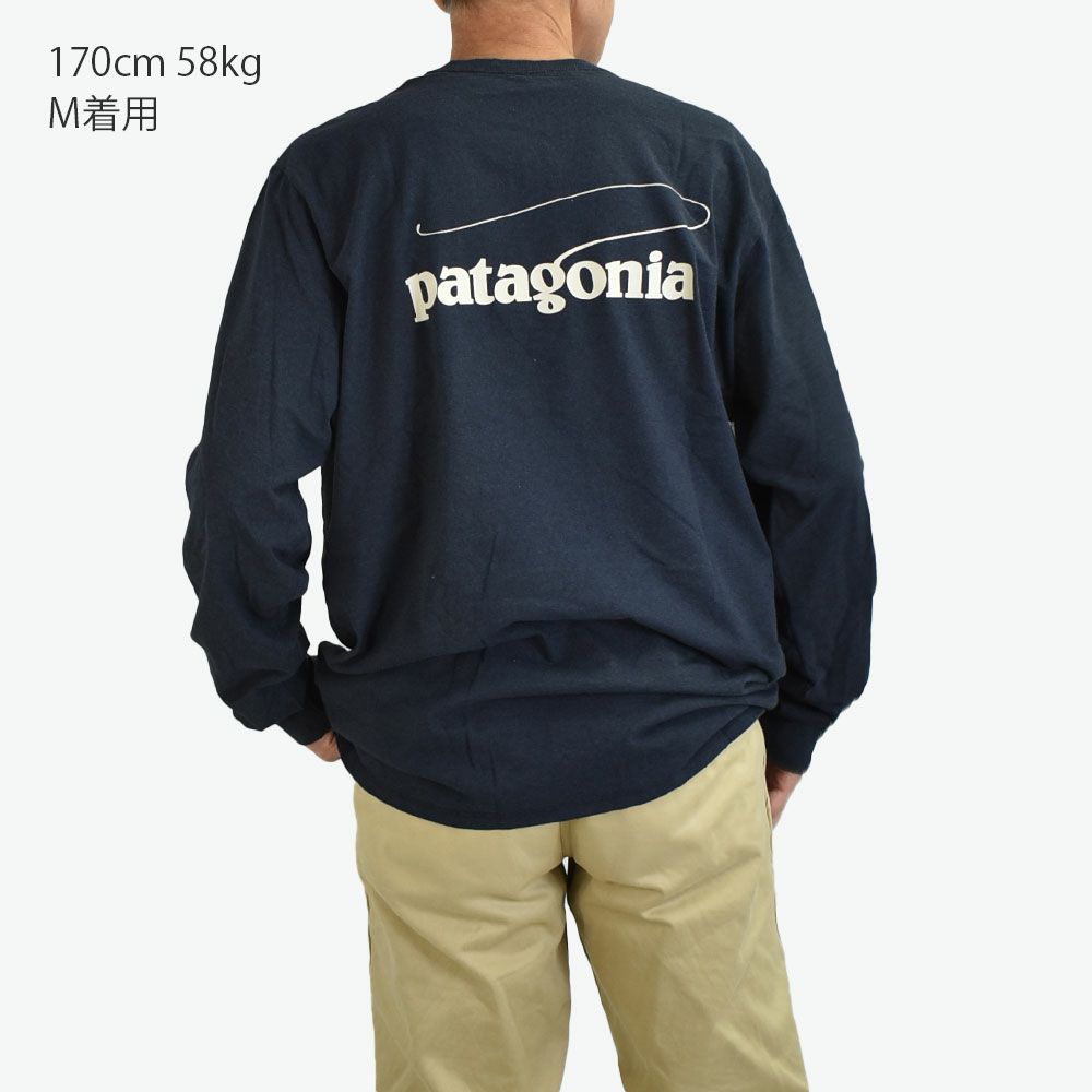 パタゴニア (PATAGONIA) メンズ ロングスリーブ キャスティング ロゴ レスポンシビリティー M's L/S Casting Logo Responsibili-Tee プリント長袖Tシャツ ロンT 37819 SMDB(Smolder Blue)