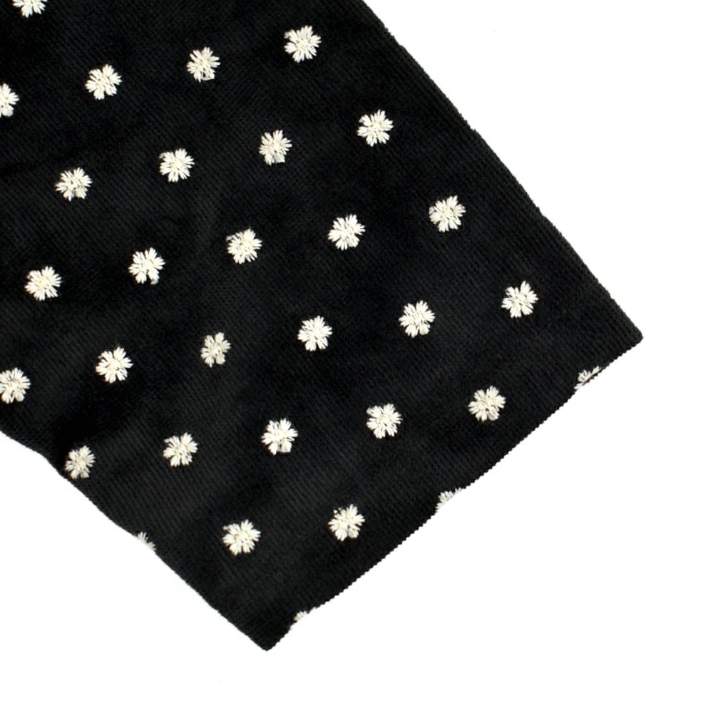 ポンデシャロン (PONT DE CHALONS) NEWコーデュロイ刺繍ワンピース 前開きノーカラーワンピース スナップボタン 22551718