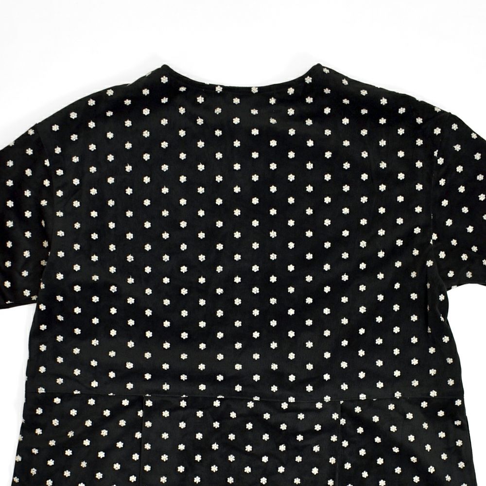 ポンデシャロン (PONT DE CHALONS) NEWコーデュロイ刺繍ワンピース 前開きノーカラーワンピース スナップボタン 22551718