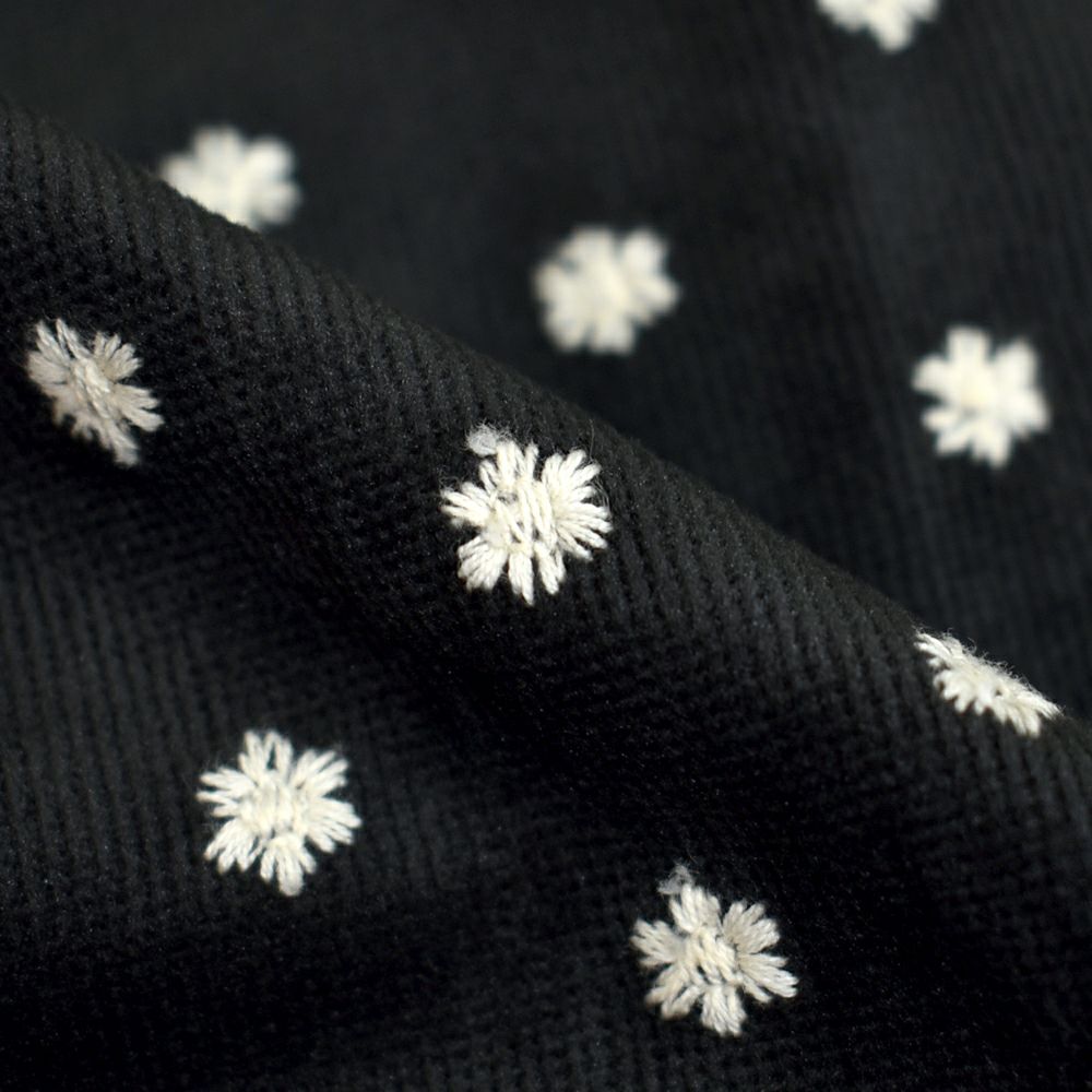 ポンデシャロン (PONT DE CHALONS) NEWコーデュロイ刺繍ワンピース 前開きノーカラーワンピース スナップボタン 22551718