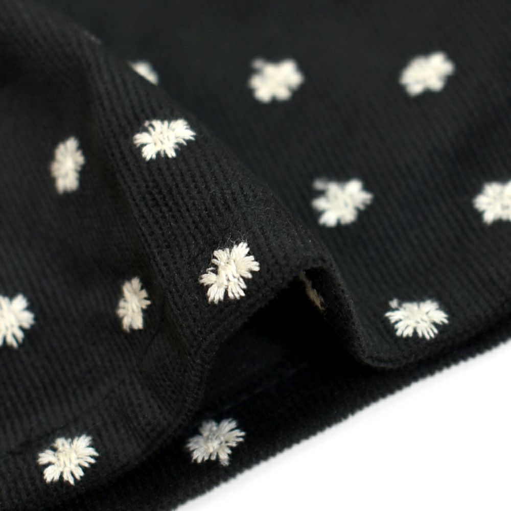 ポンデシャロン (PONT DE CHALONS) NEWコーデュロイ刺繍ワンピース 前開きノーカラーワンピース スナップボタン 22551718