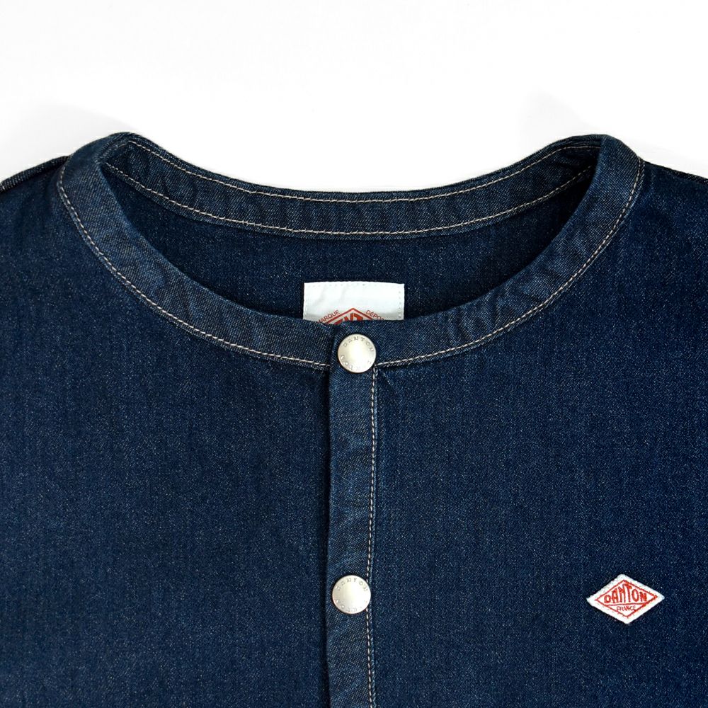 ダントン (DANTON) WOMEN'S DENIM COLLARLESS JACKET CREW NECK JACKT デニムジャケット ノーカラージャケット 襟なし DT-B0397DNS