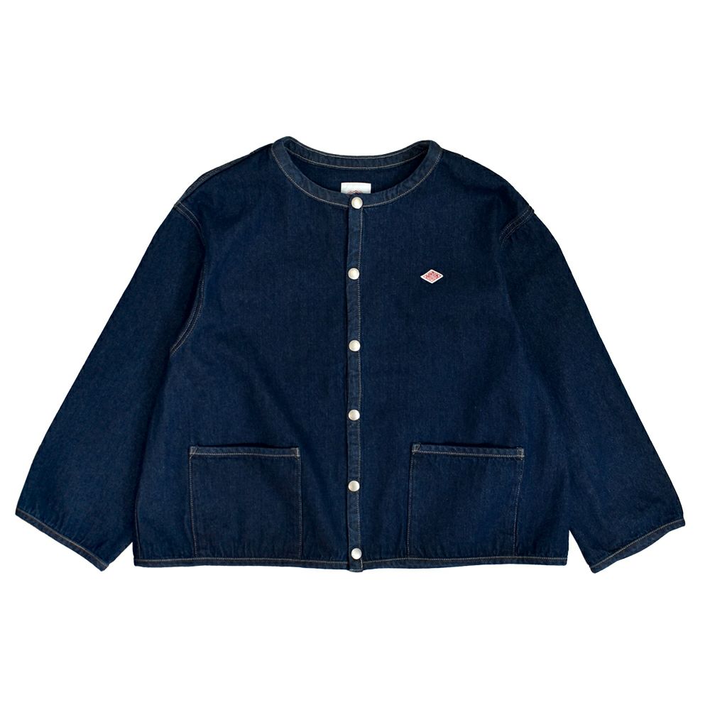 ダントン (DANTON) WOMEN'S DENIM COLLARLESS JACKET CREW NECK JACKT デニムジャケット ノーカラージャケット 襟なし DT-B0397DNS INDIGO DENIM