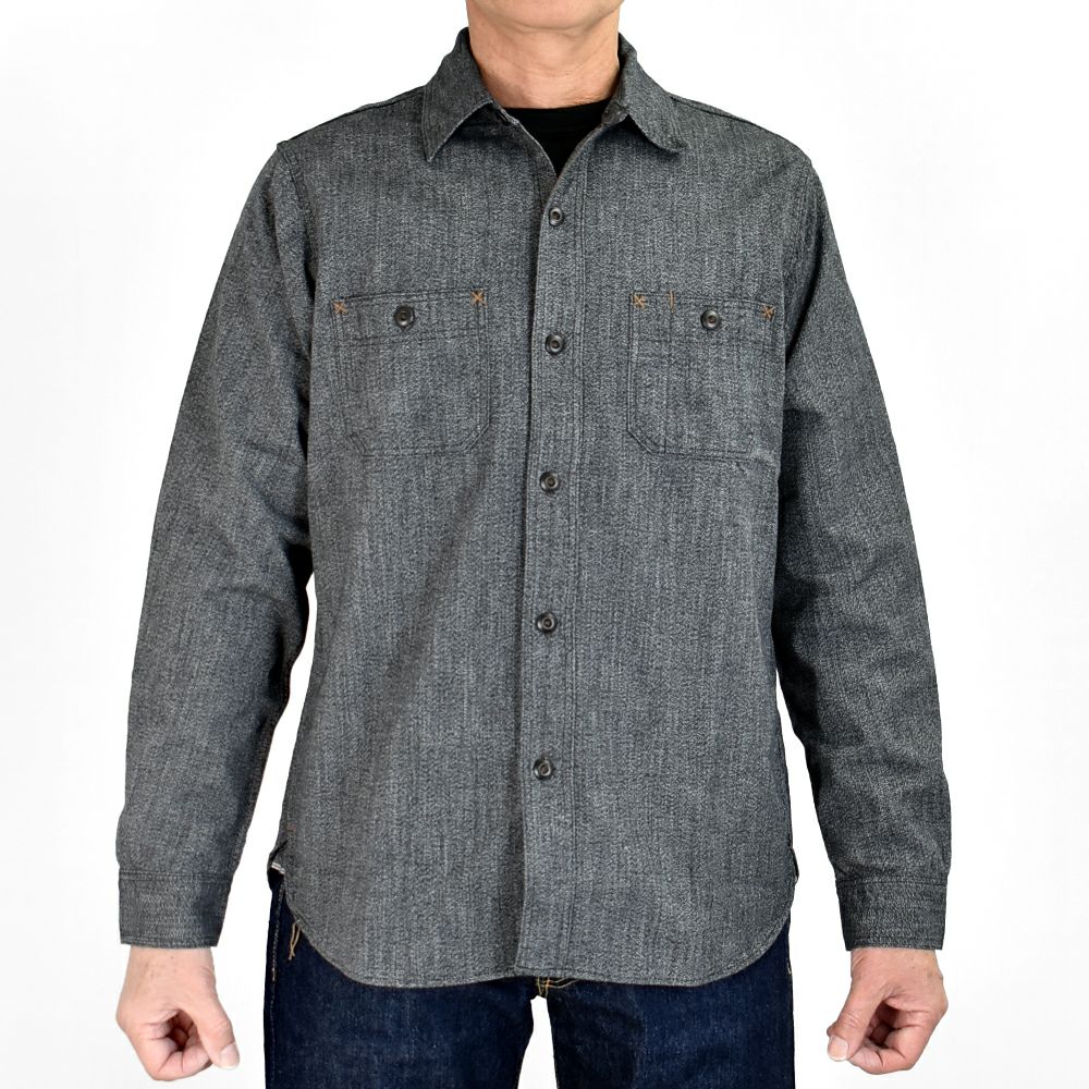 フリーホイーラーズ (FREEWHEELERS) -NEAL- SHIRT 1926 STYLE WORK CLOTHING Vintage Style Grained Chambray BLACK PEPPER CHAMBRAY ニールシャツ 長袖ワークシャツ シャンブレーシャツ 2513103