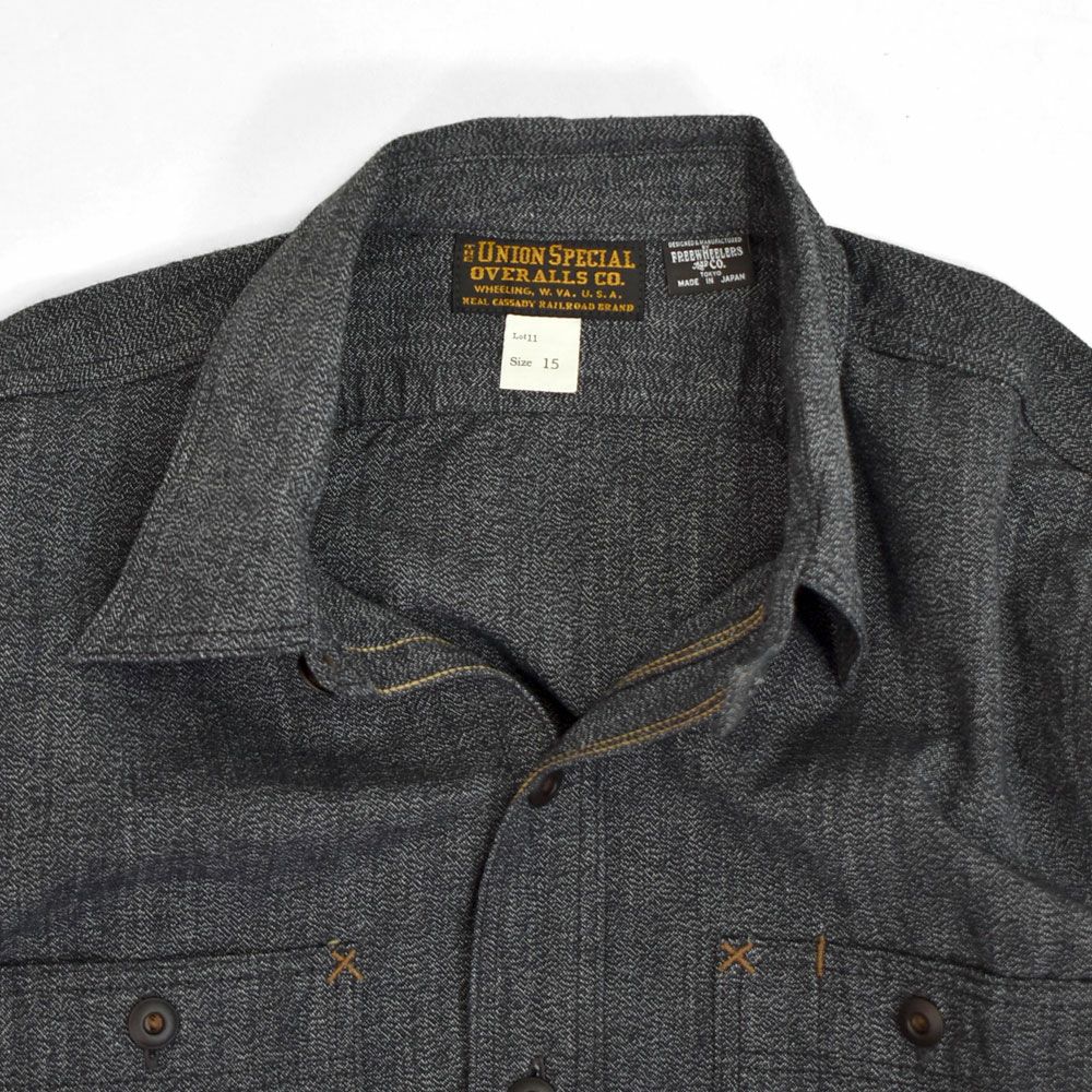 フリーホイーラーズ (FREEWHEELERS) -NEAL- SHIRT 1926 STYLE WORK CLOTHING Vintage Style Grained Chambray BLACK PEPPER CHAMBRAY ニールシャツ 長袖ワークシャツ シャンブレーシャツ 2513103