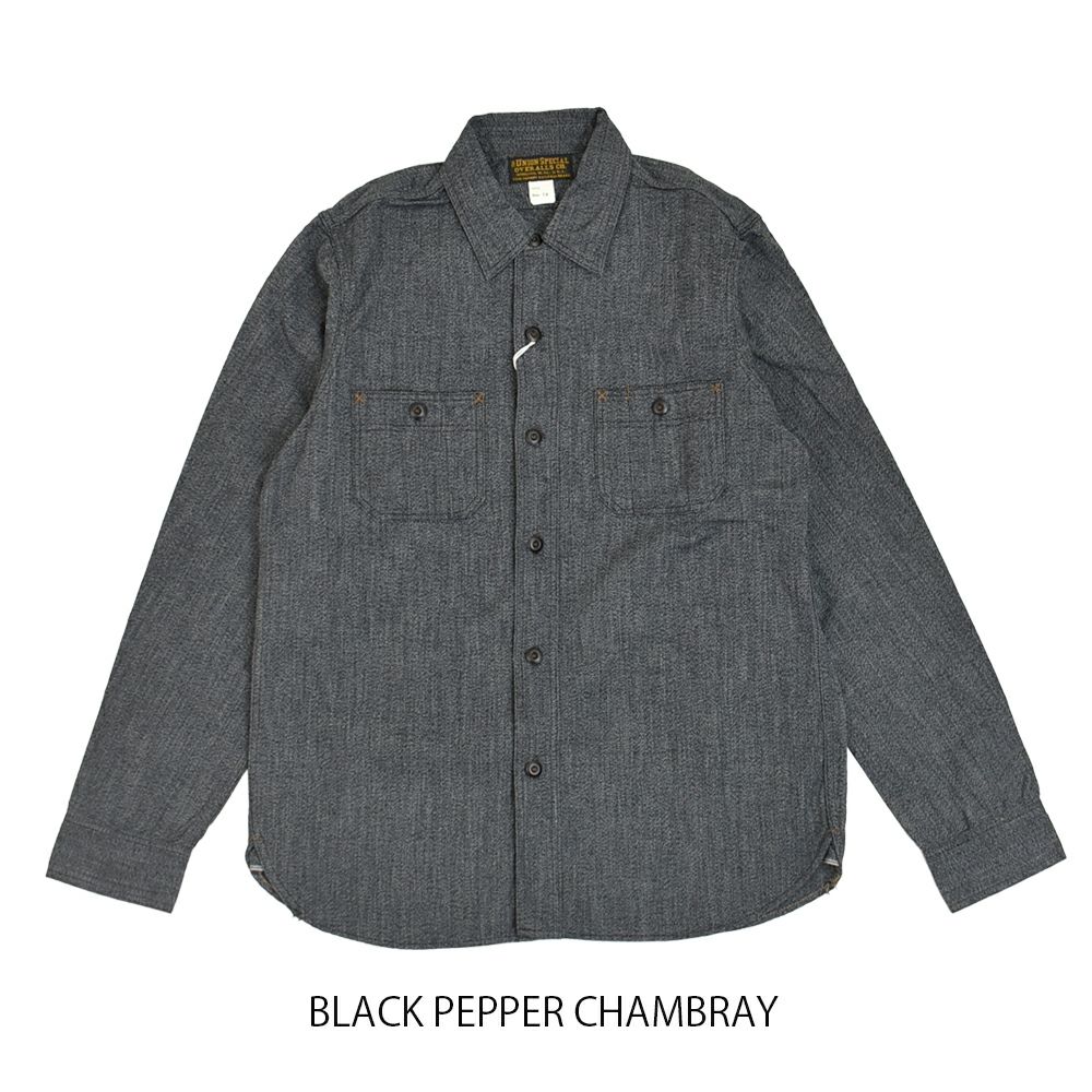 フリーホイーラーズ (FREEWHEELERS) -NEAL- SHIRT 1926 STYLE WORK CLOTHING Vintage Style Grained Chambray BLACK PEPPER CHAMBRAY ニールシャツ 長袖ワークシャツ シャンブレーシャツ 2513103