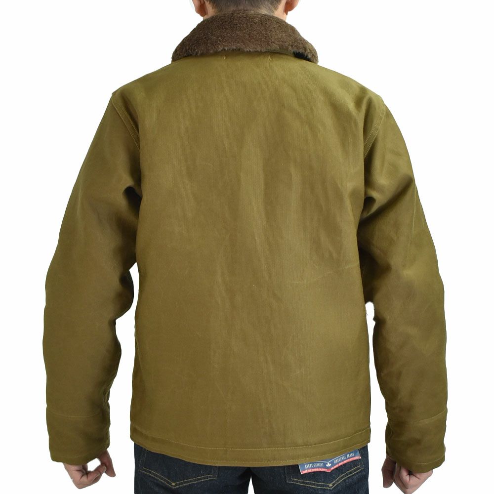 フリーホイーラーズ (FREEWHEELERS) NAVY DEPARTMENT JACKET, DECK,ZIP TYPE N-1 1940s MILITARY CLOTHING DARK KHAKI BEIGE：NXS1404 Original Jungle Cloth Paraffin Coating デッキジャケット アウター コート 2531001
