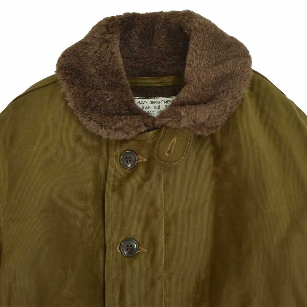 フリーホイーラーズ (FREEWHEELERS) NAVY DEPARTMENT JACKET, DECK,ZIP TYPE N-1 1940s MILITARY CLOTHING DARK KHAKI BEIGE：NXS1404 Original Jungle Cloth Paraffin Coating デッキジャケット アウター コート 2531001