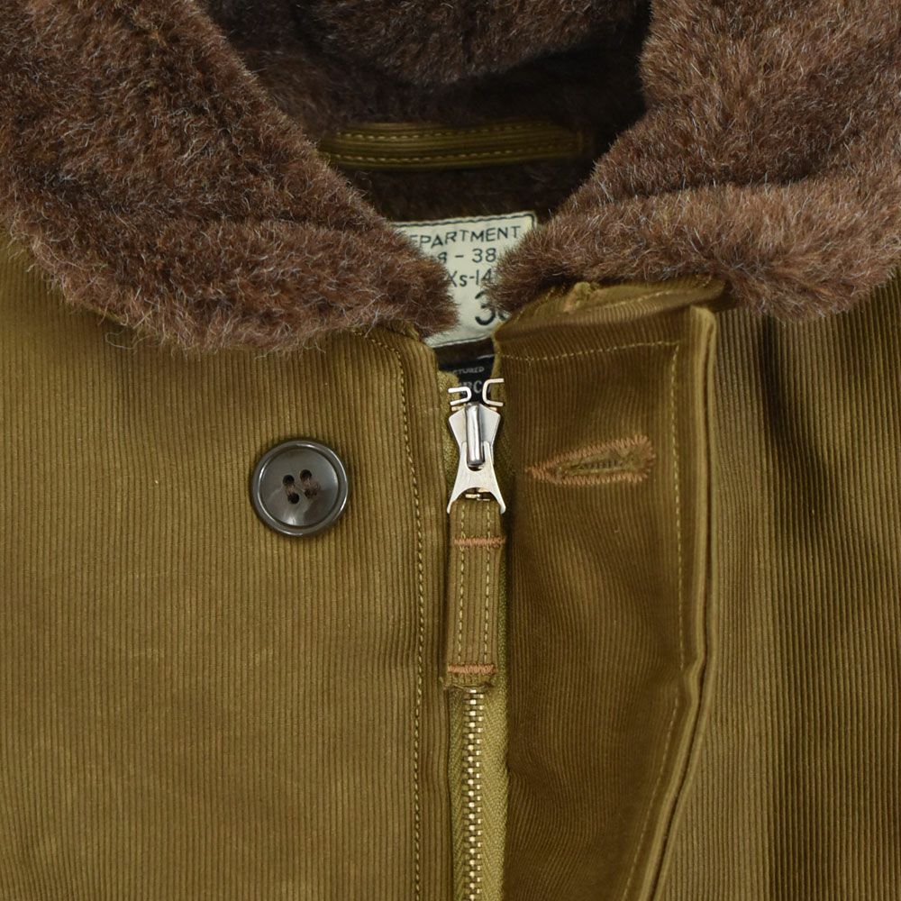 フリーホイーラーズ (FREEWHEELERS) NAVY DEPARTMENT JACKET, DECK,ZIP TYPE N-1 1940s MILITARY CLOTHING DARK KHAKI BEIGE：NXS1404 Original Jungle Cloth Paraffin Coating デッキジャケット アウター コート 2531001