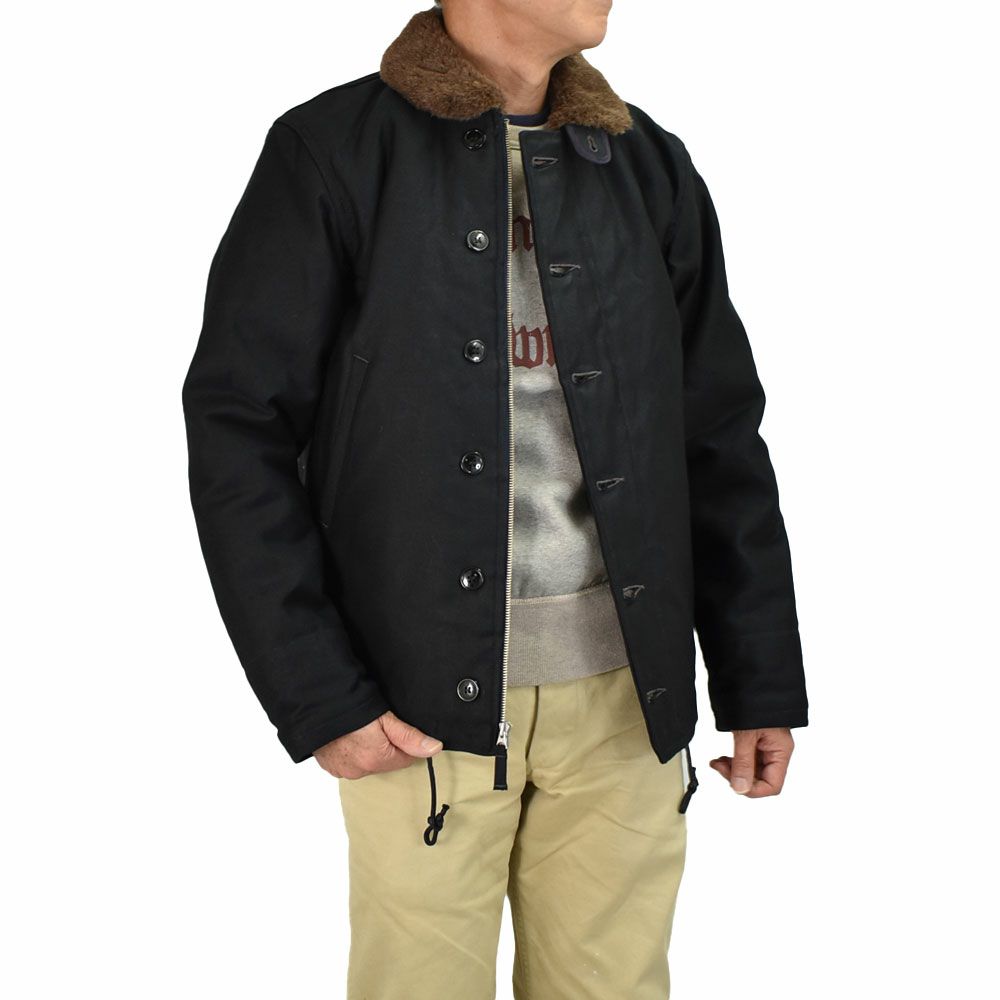 フリーホイーラーズ (FREEWHEELERS) NAVY DEPARTMENT JACKET, DECK,ZIP TYPE N-1 1940s MILITARY CLOTHING DARK KHAKI BEIGE：NXS1404 Original Jungle Cloth Paraffin Coating デッキジャケット アウター コート 2531001 DARK NAVY