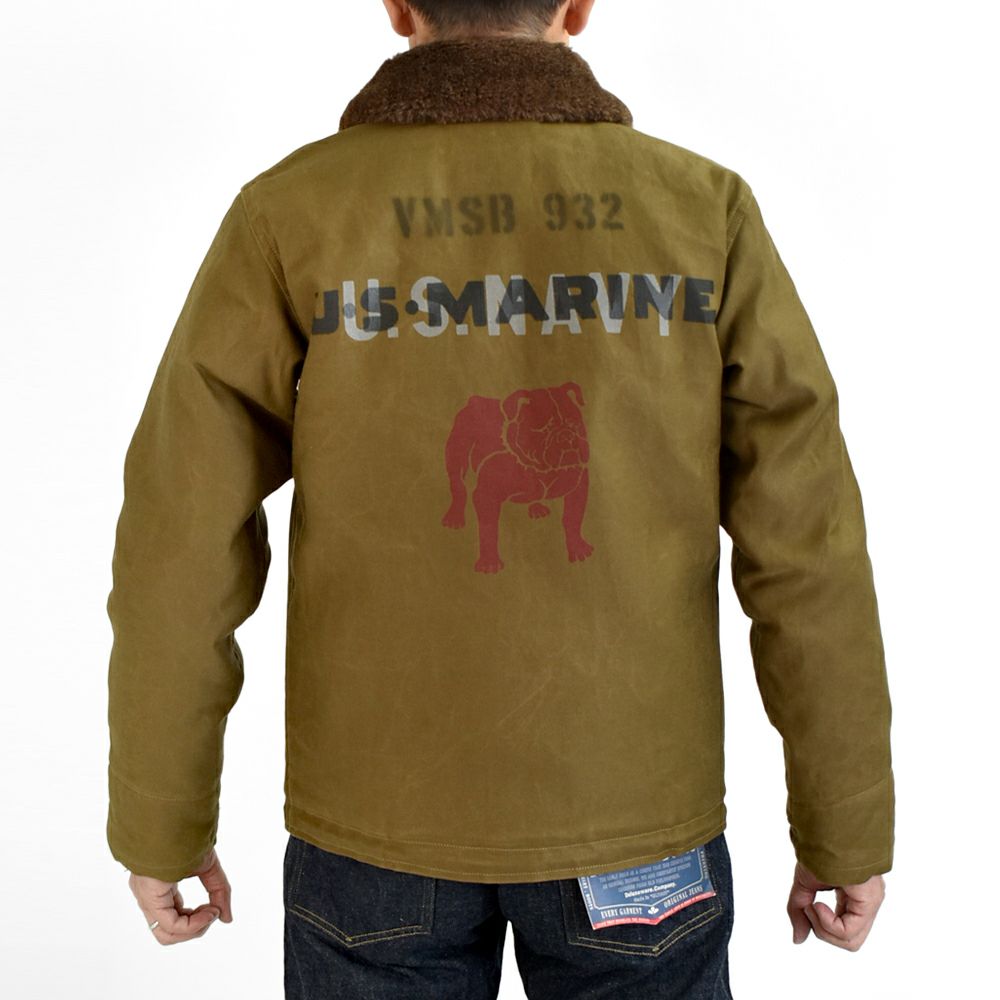 フリーホイーラーズ (FREEWHEELERS) 1944 U.S.M.C Marine Scout Bombing SQ932 -TEUFELHUND- TYPE N-1 1940s MILITARY CLOTHING NXS1404 Original Jungle Cloth Paraffin Coating DARK KHAKI BEIGE デッキジャケット アウター コート カスタム 2531002