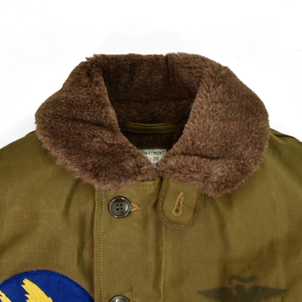 フリーホイーラーズ (FREEWHEELERS) 1944 U.S.M.C Marine Scout Bombing SQ932 -TEUFELHUND- TYPE N-1 1940s MILITARY CLOTHING NXS1404 Original Jungle Cloth Paraffin Coating DARK KHAKI BEIGE デッキジャケット アウター コート カスタム 2531002
